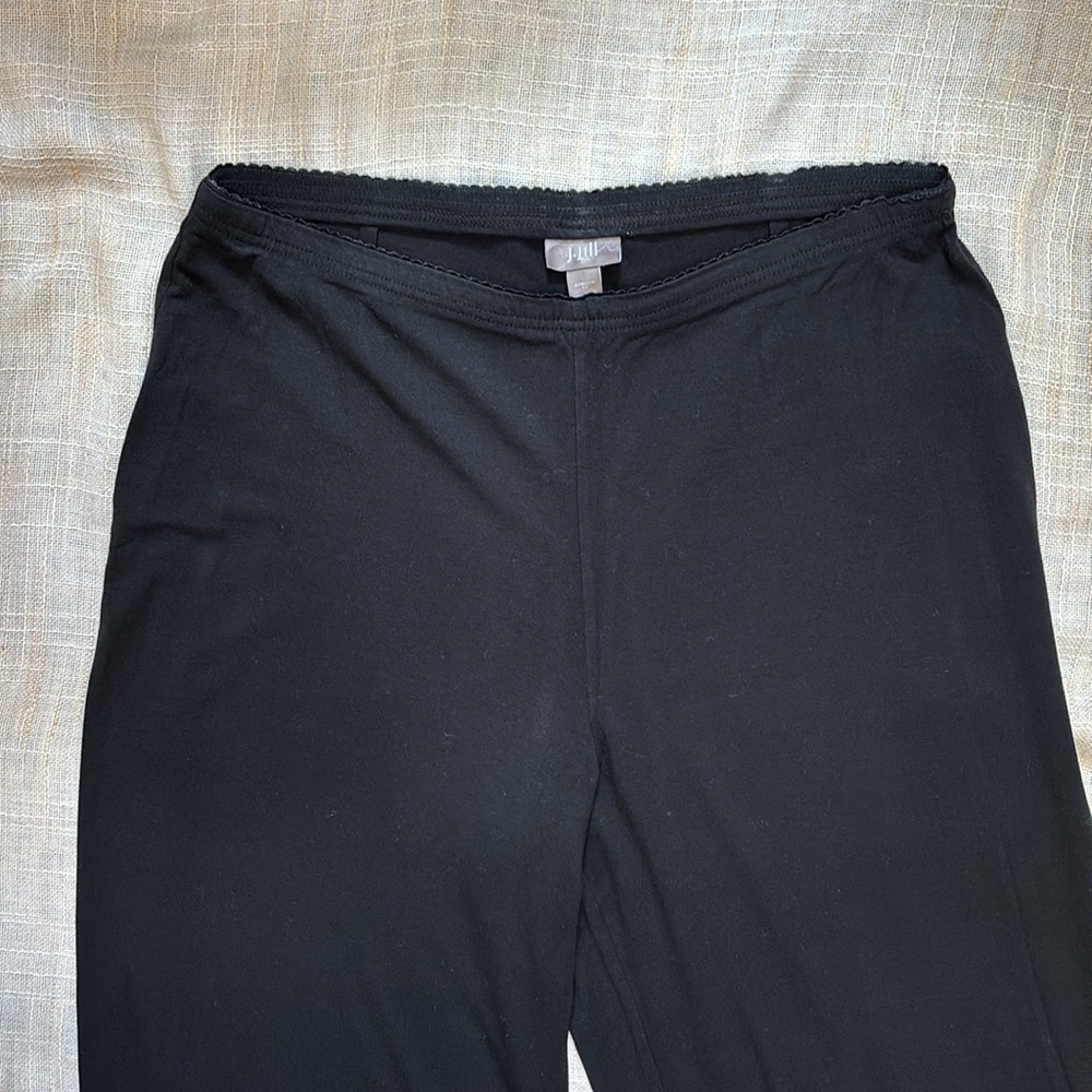 J. Jill Stretch Straight Leg Pull On Pants, Black size Medium in EUC Lace Waist - Picture 2 of 11